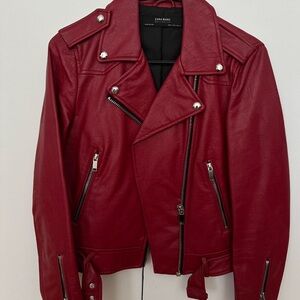Zara Faux Leather Dark Red Jacket